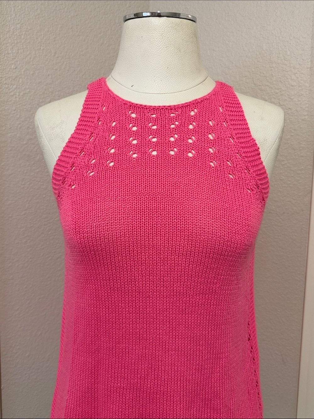 Lilly Pulitzer Hot Pink Knit Halter Tank Breathable Lightweight Breezy - Picture 2 of 6